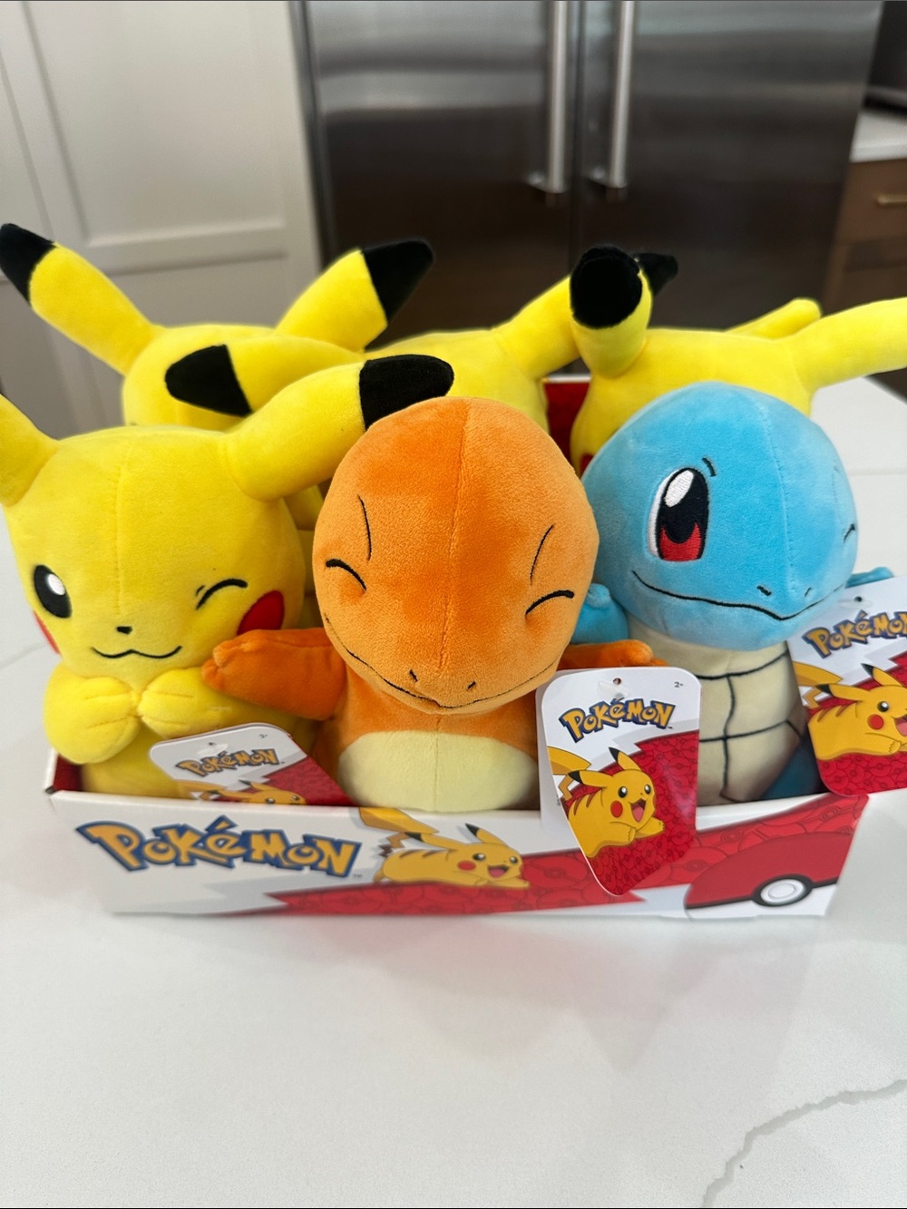 Set of 6 Pokemon Plush Starter Pack - Pikachu, Charmander & Squirtle